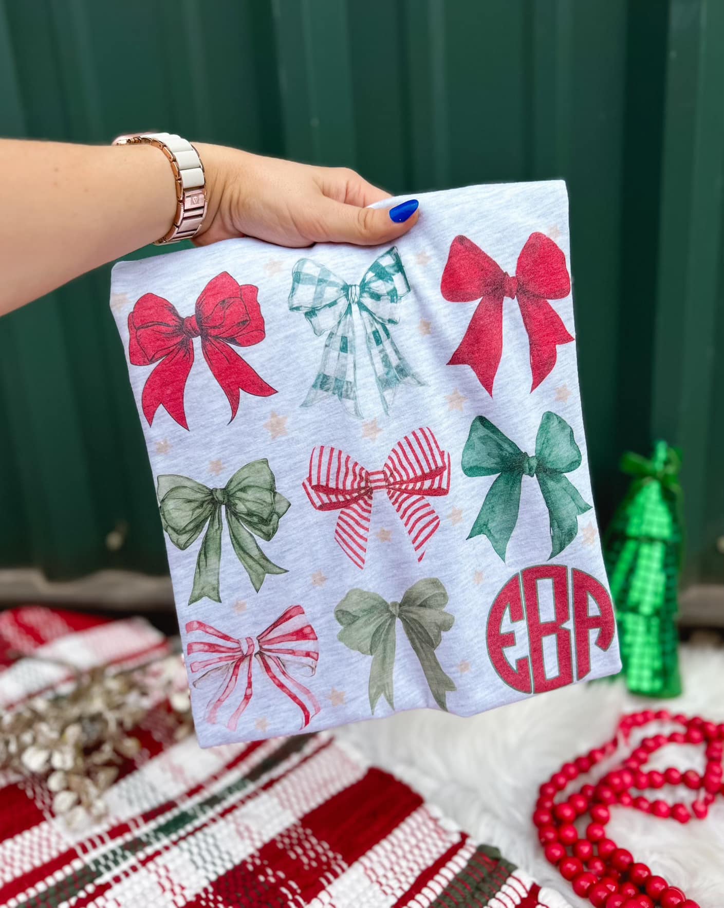 Christmas Bow Monogram Tee/ Sweatshirt