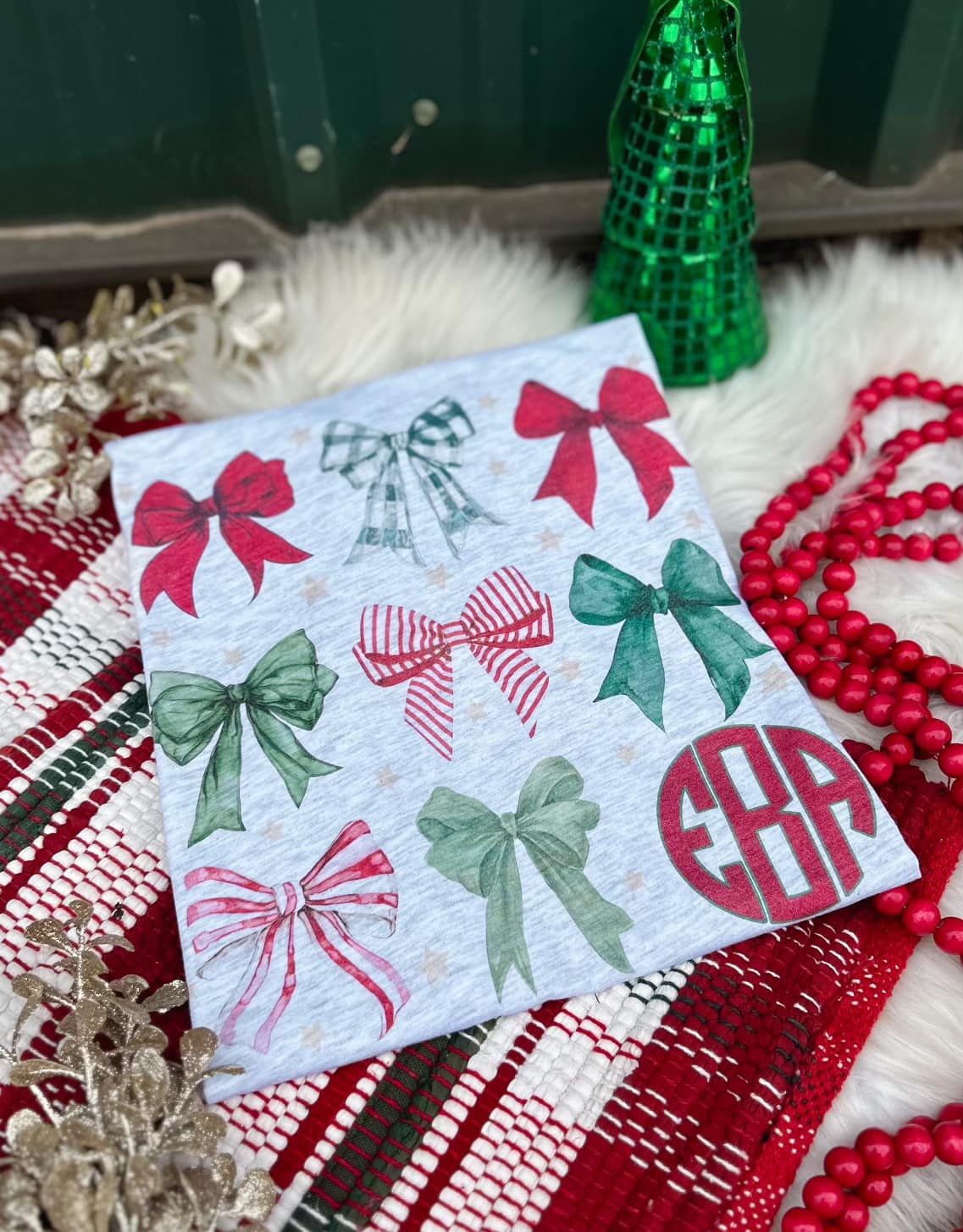 Christmas Bow Monogram Tee/ Sweatshirt