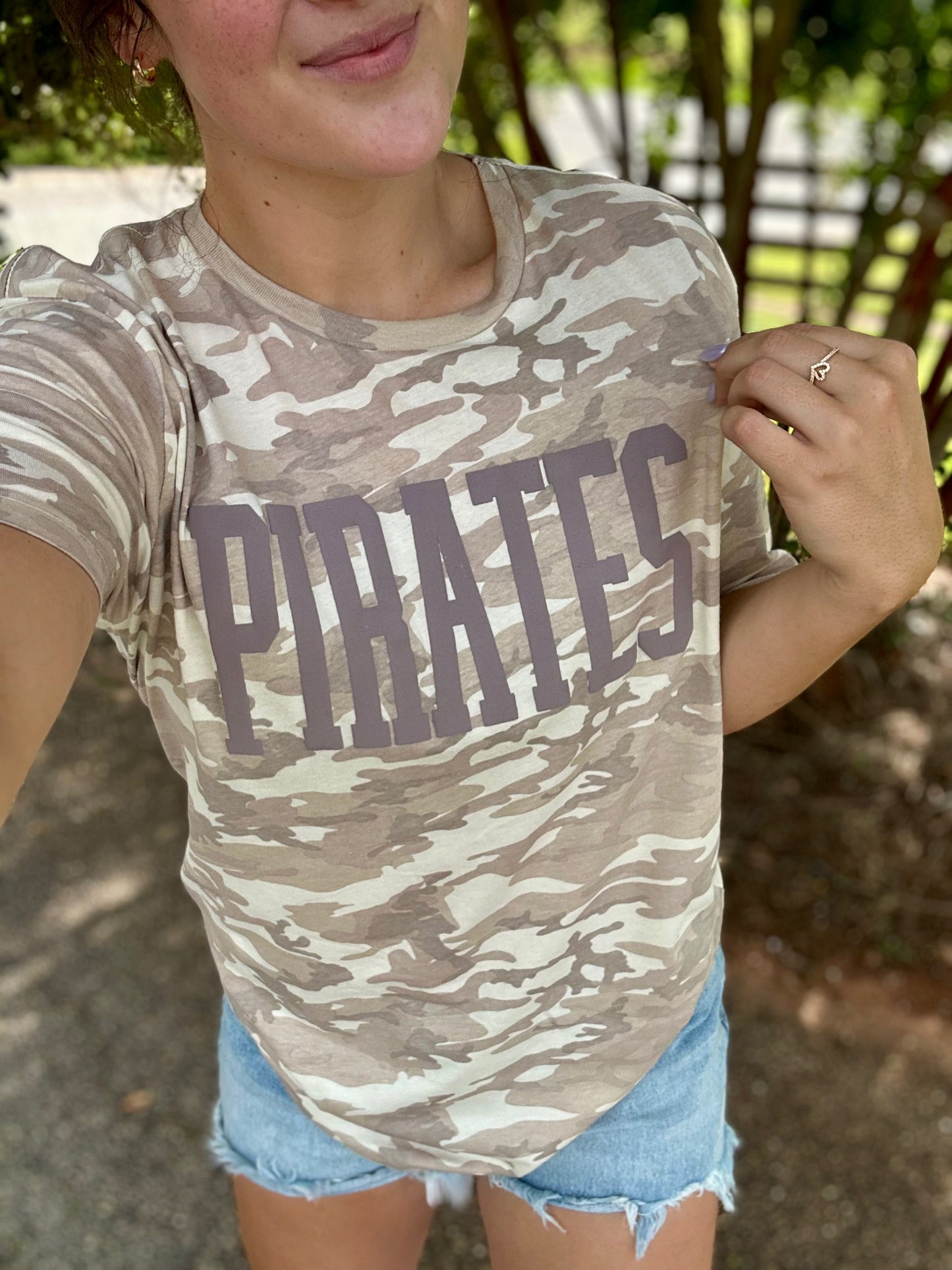 Natural Camo Puff Pirates Tee