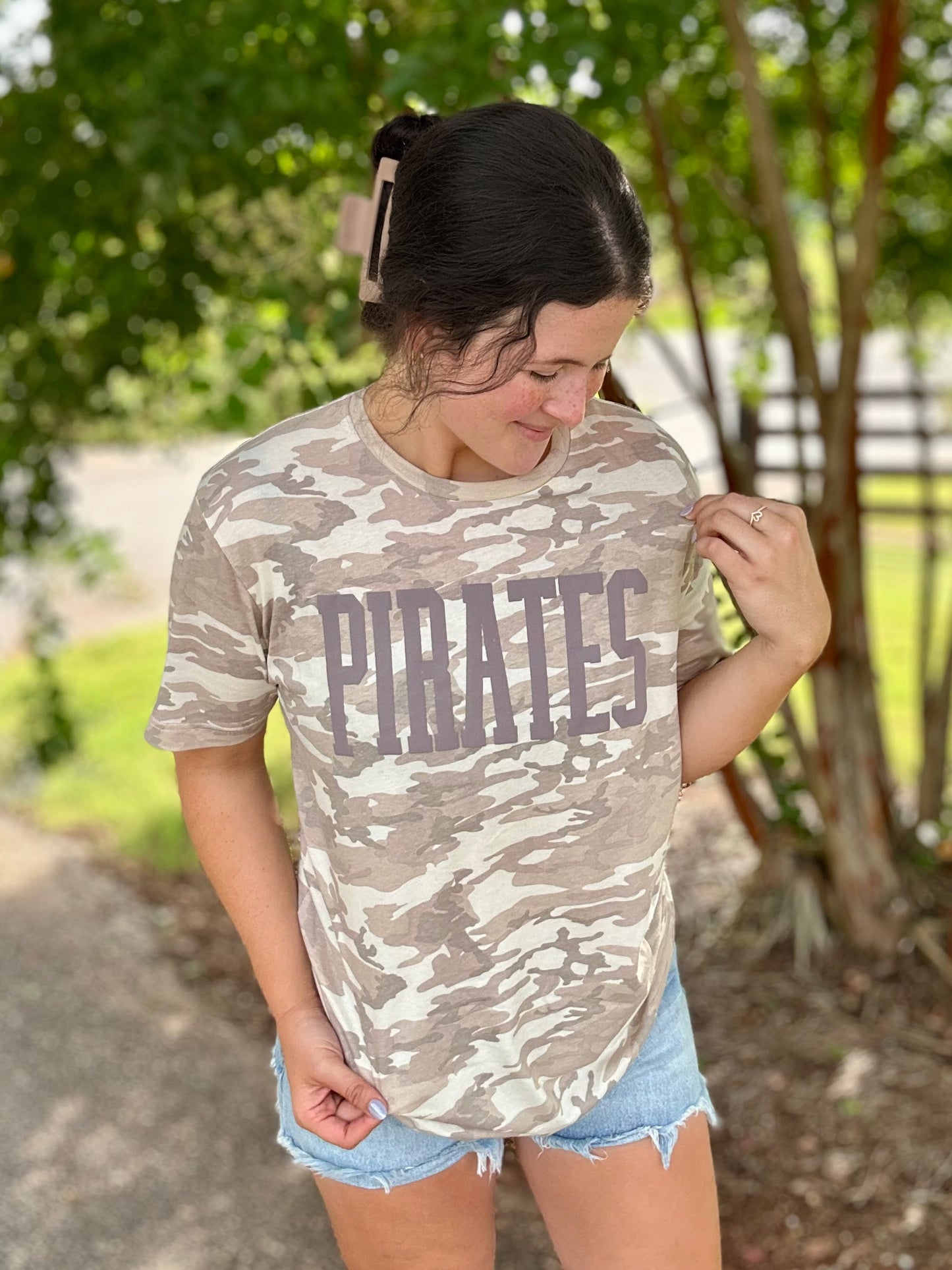 Natural Camo Puff Pirates Tee