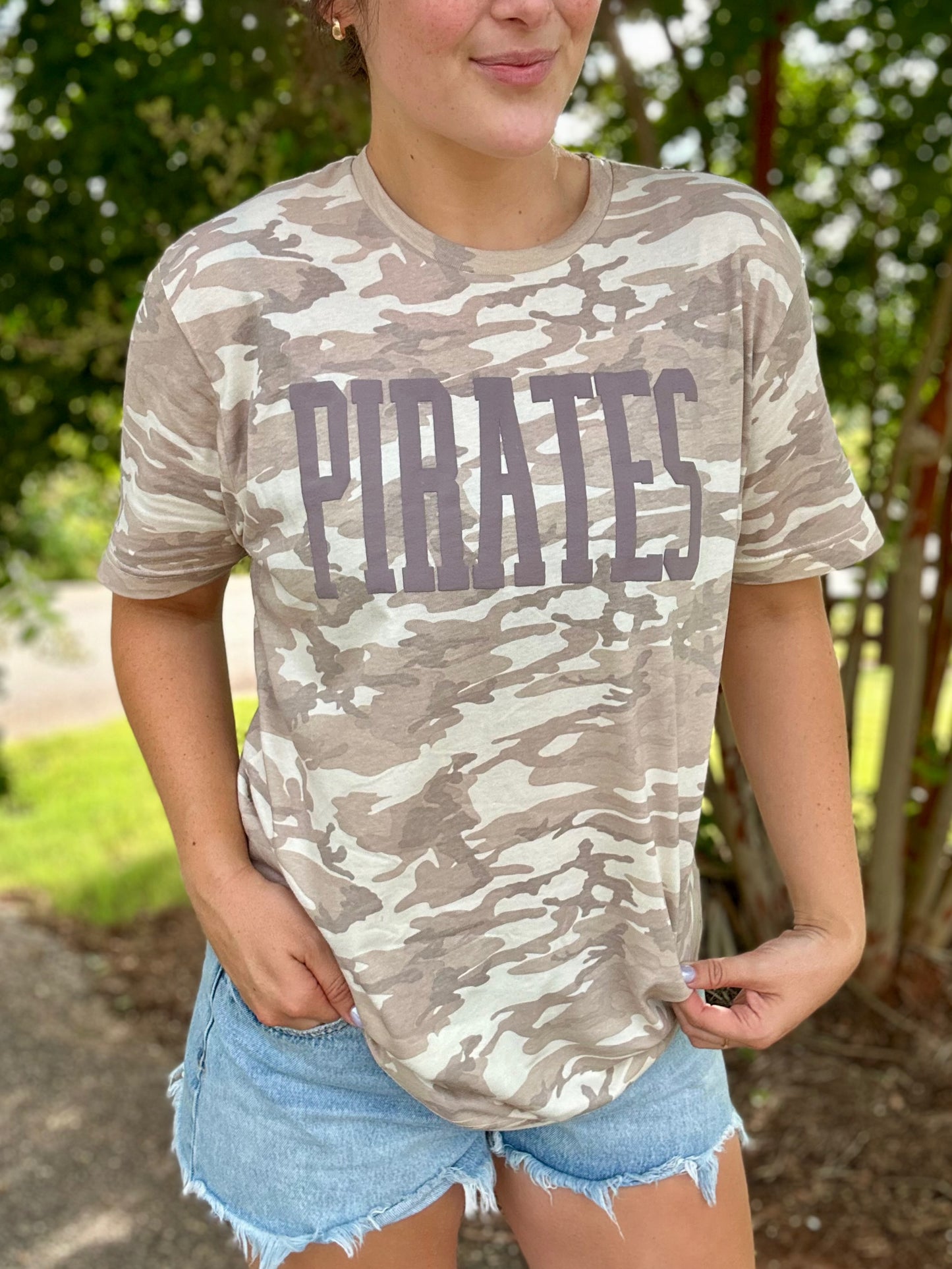 Natural Camo Puff Pirates Tee