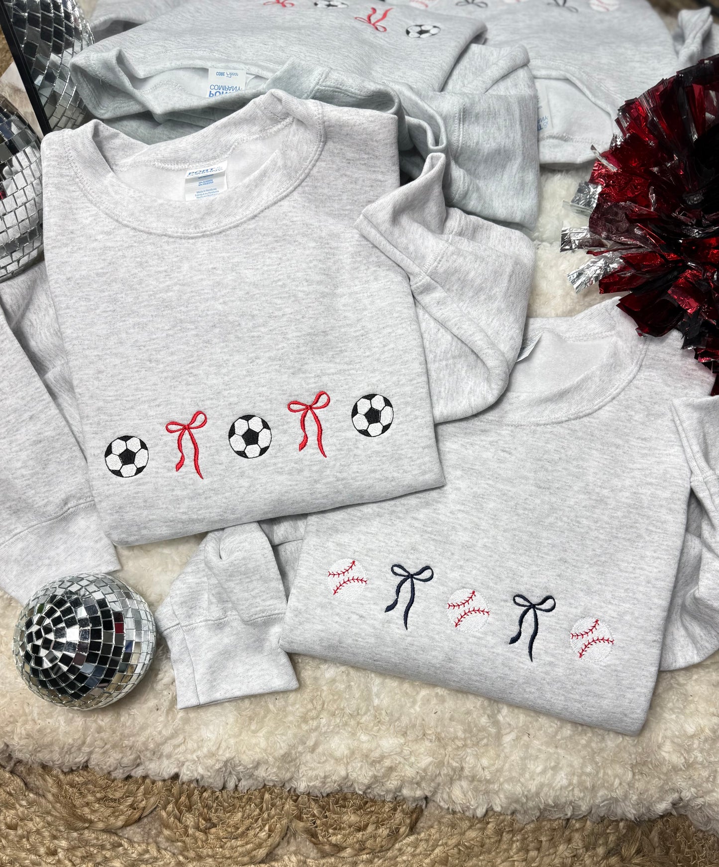 Sports Bow Embroidered Sweatshirt / Tee