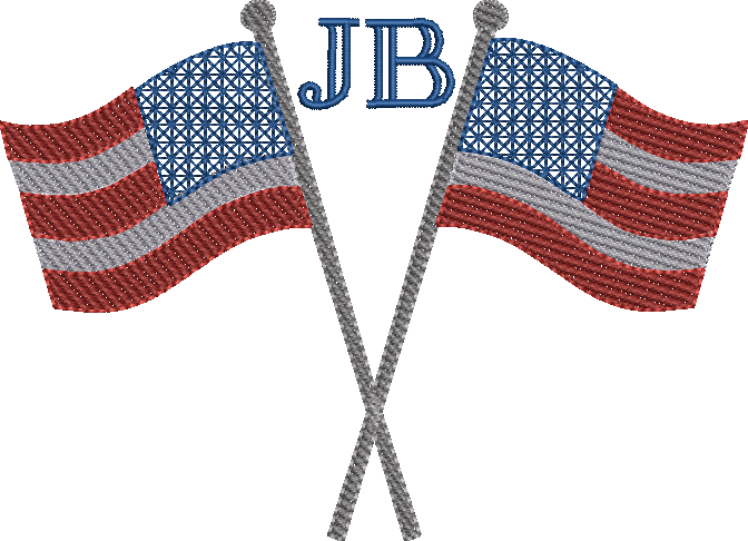 Crossed Flags Sketch Embroidery Design