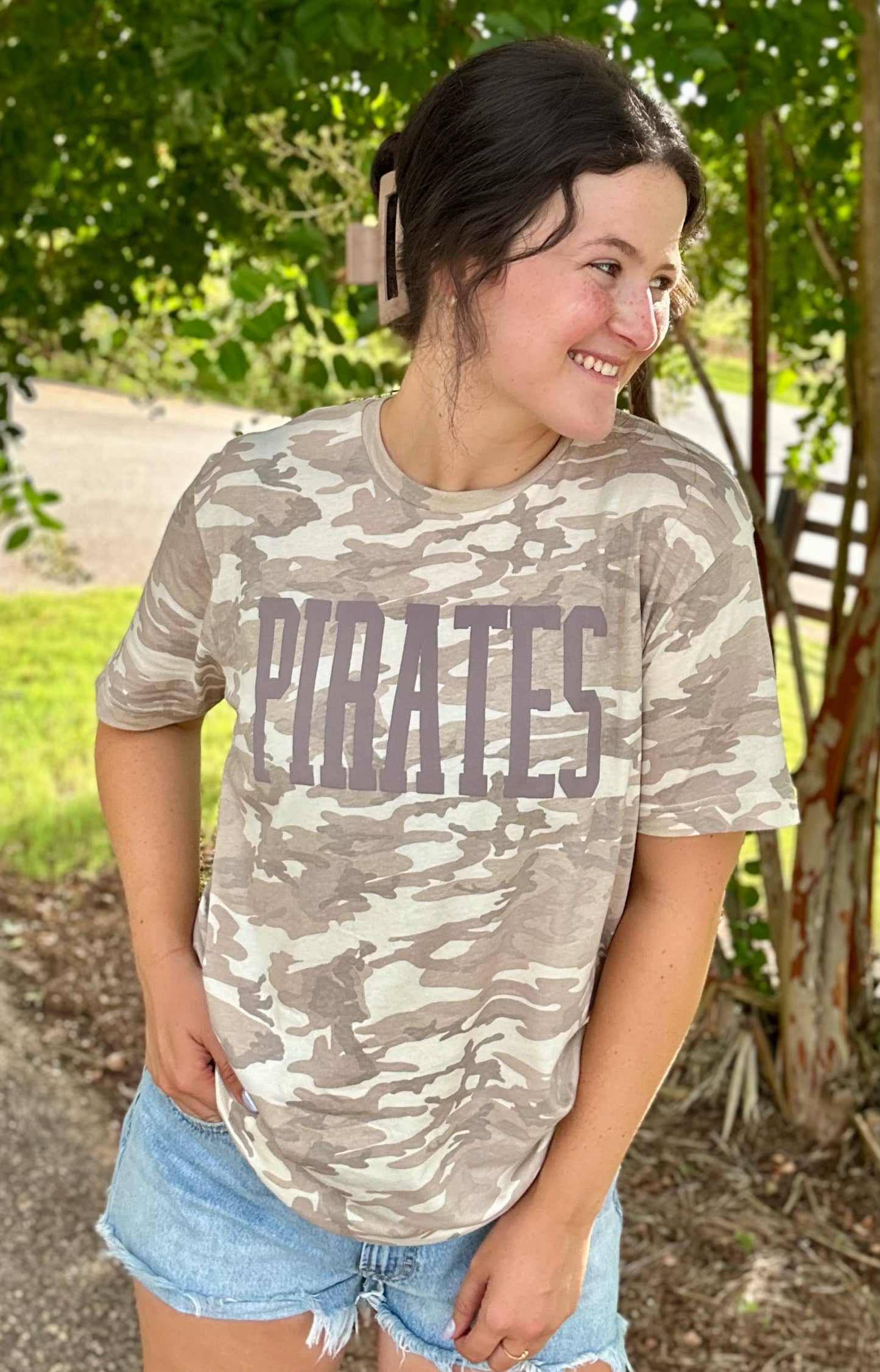 Natural Camo Puff Pirates Tee