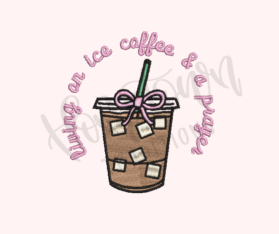 Living on Coffee and a Prayer embroidery Design
