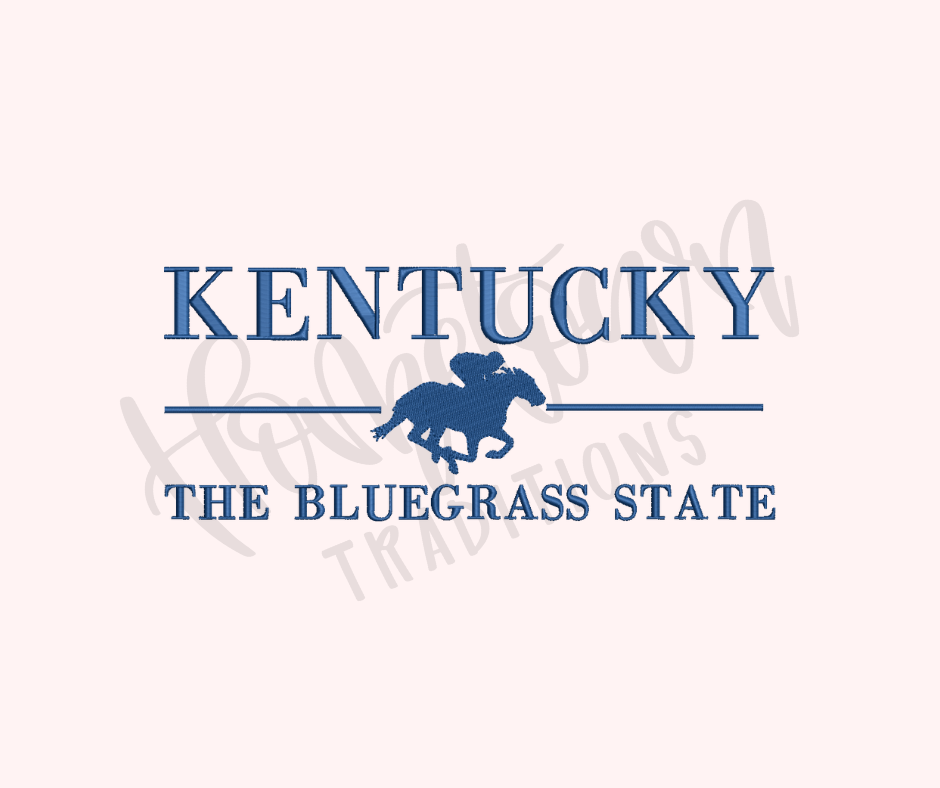 Kentucky The Blue Grass State Embroidery Design