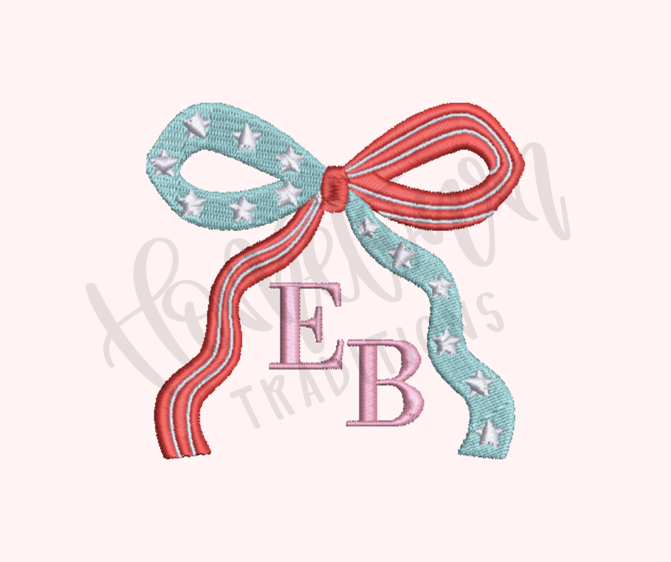 American Flag Bow Embroidery Design