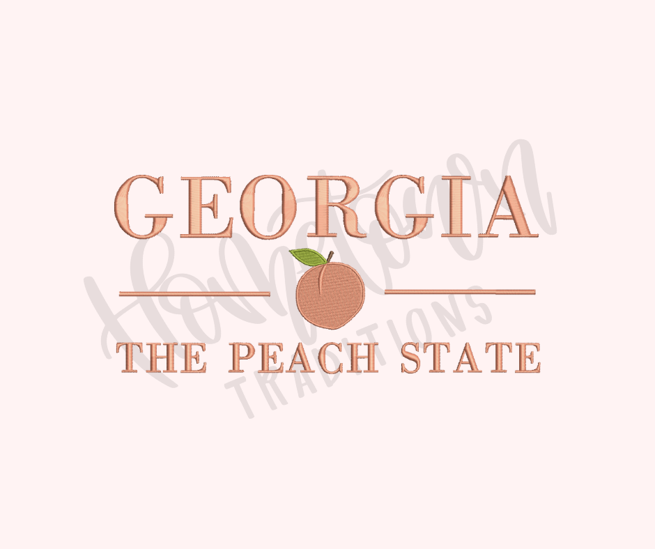 Georgia The Peach State Embroidery Design