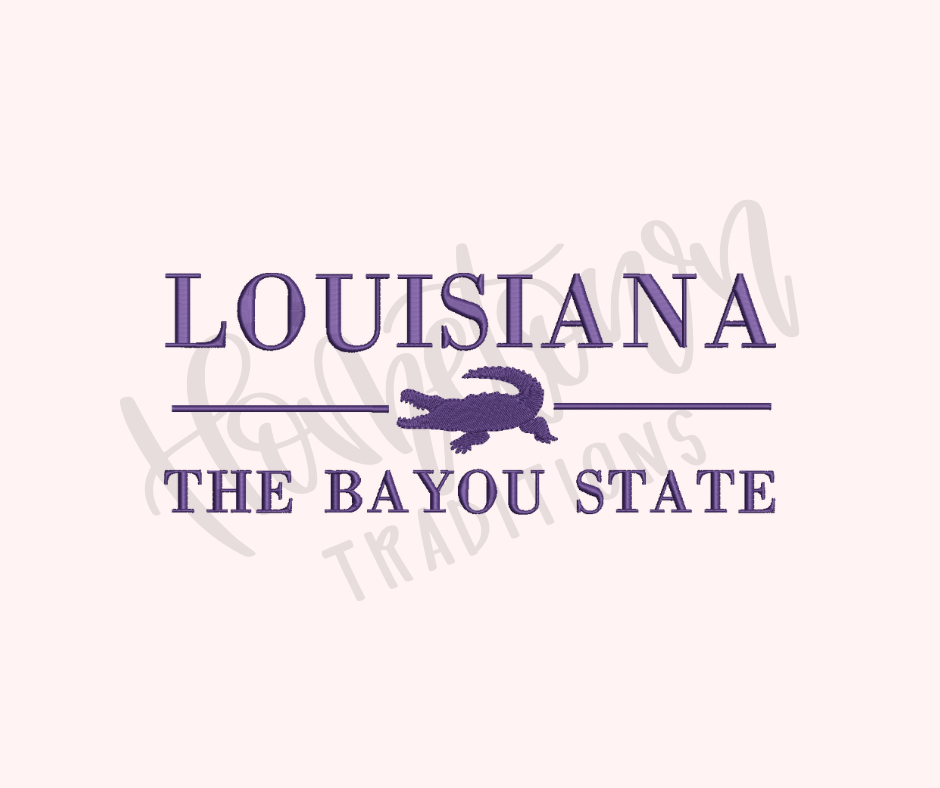 Louisiana The Bayou State Embroidery Design