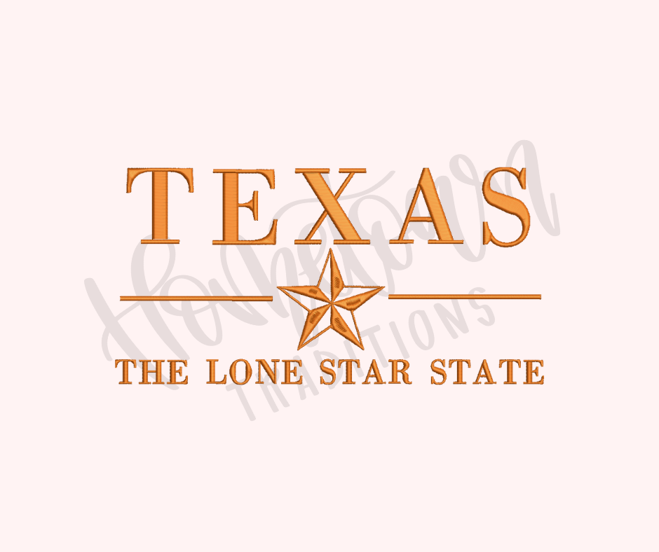 Texas The Lone Star State Embroidery Design