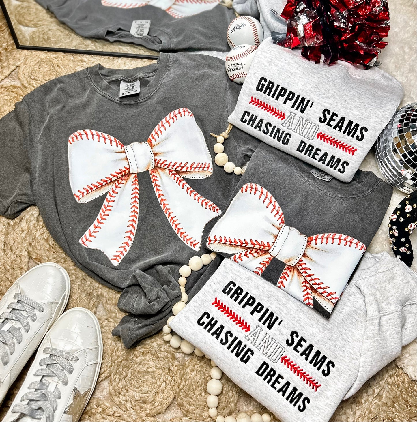 Baseball Coquette Bow Graphic Tee