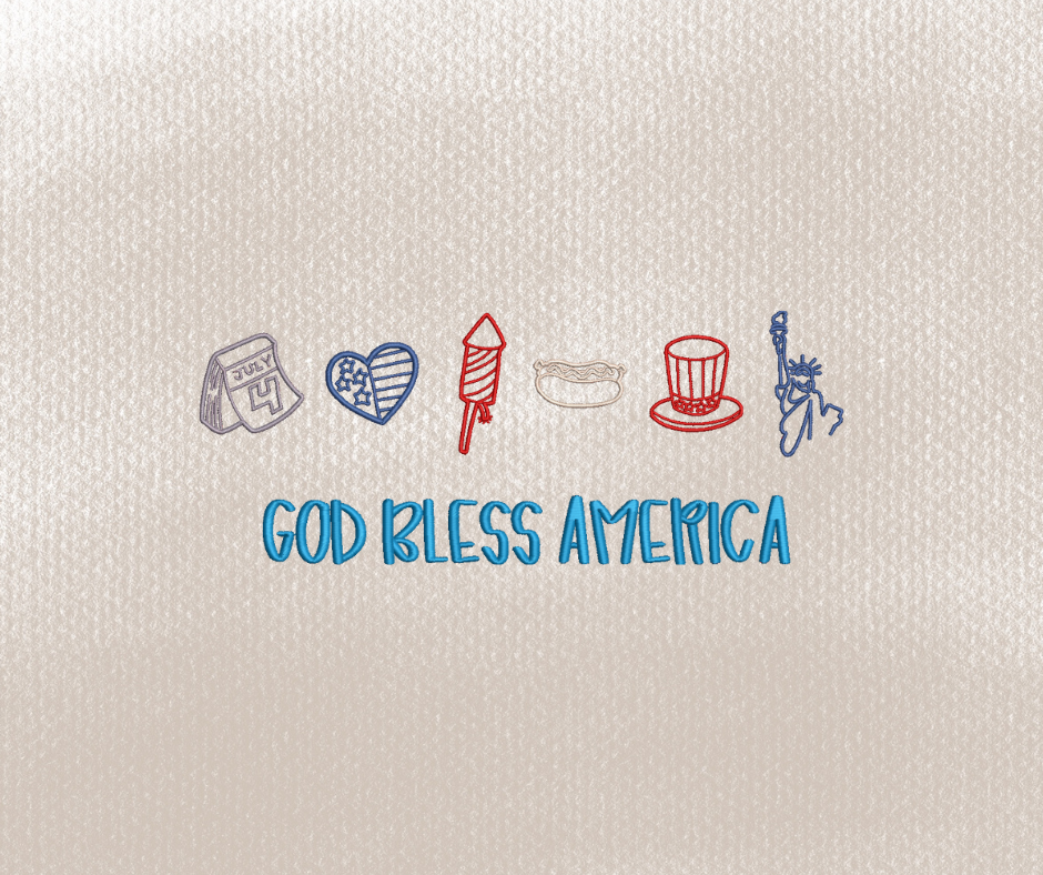 God Bless America Icon Embroidery Design