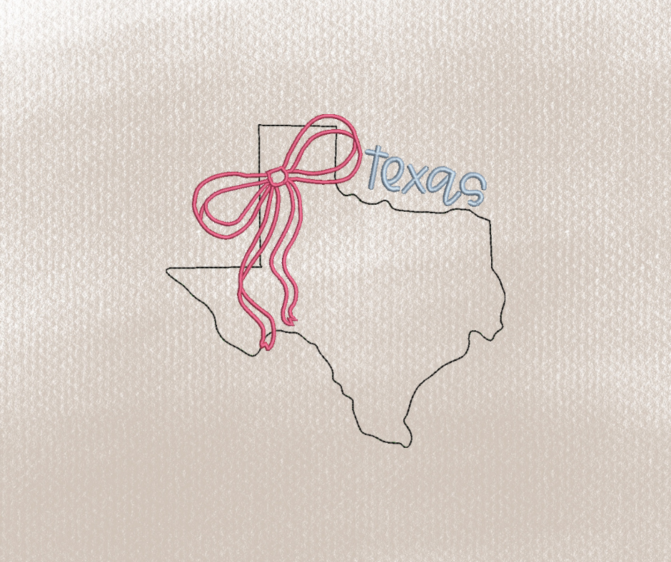 Texas Bow Applique Embroidery Design
