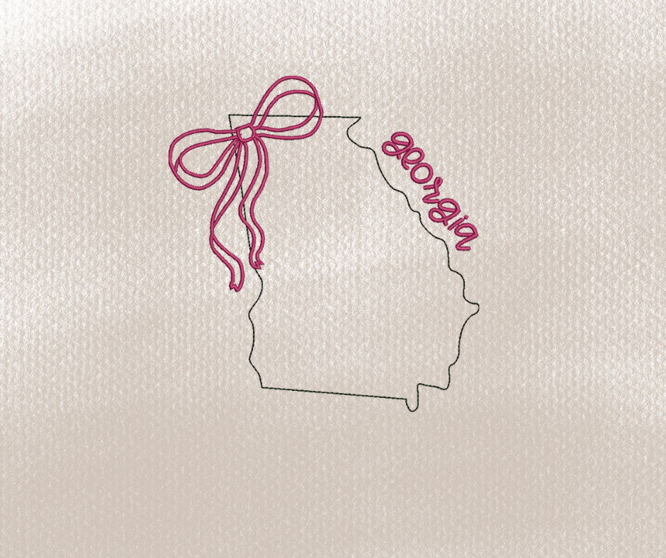 Georgia Bow Applique Embroidery Design