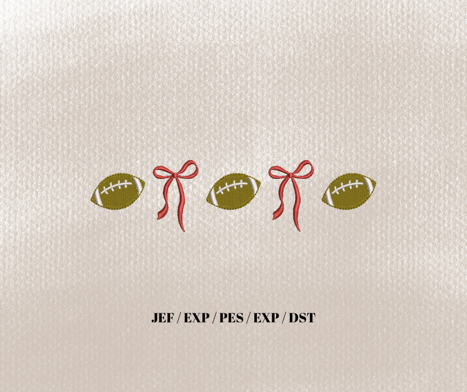 Football Bow Line Embroidery Design