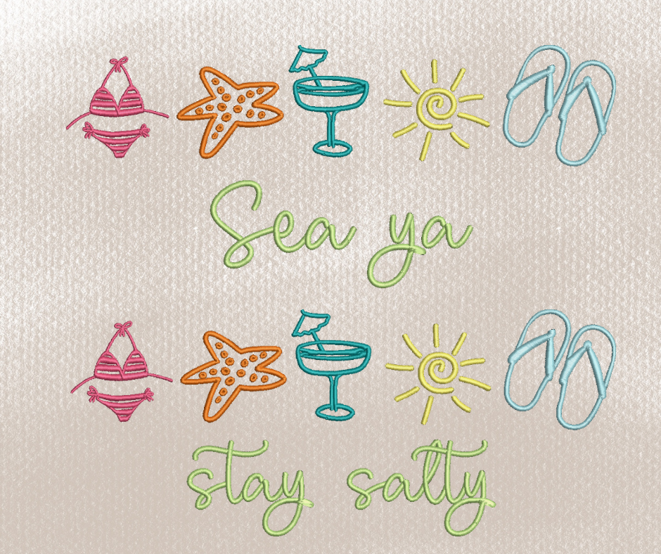 Beach Icon Embroidery Design