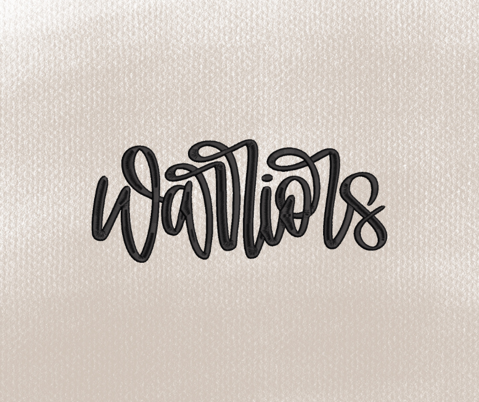 Warriors Hand Lettered Embroidery Design
