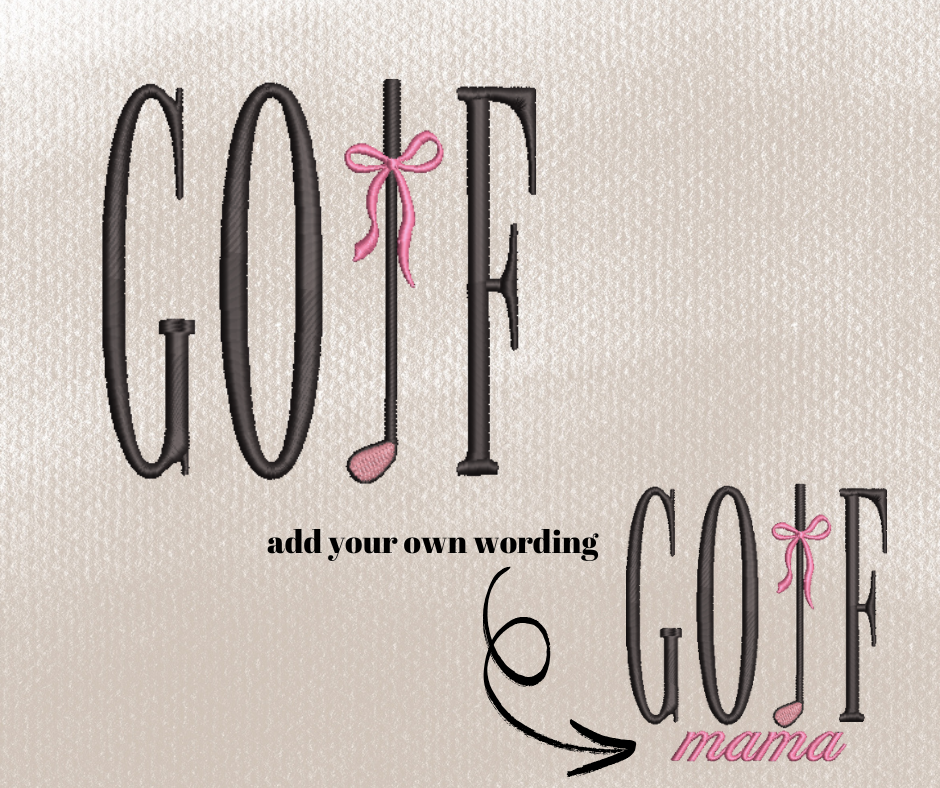 Golf Bow Embroidery Design