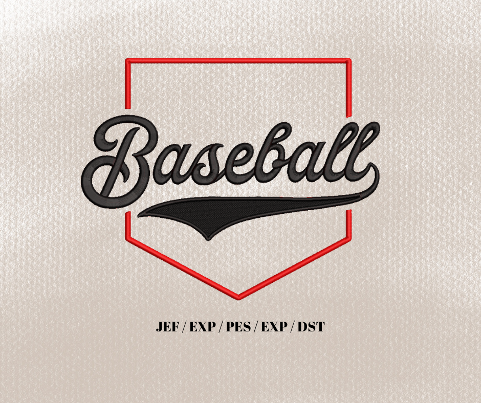 Retro Baseball Homeplate Embroidery Design