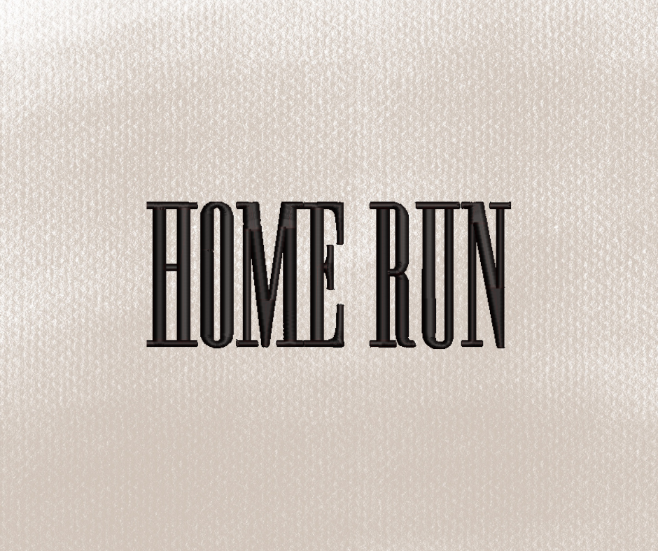 HOME RUN 3D Embroidery Design