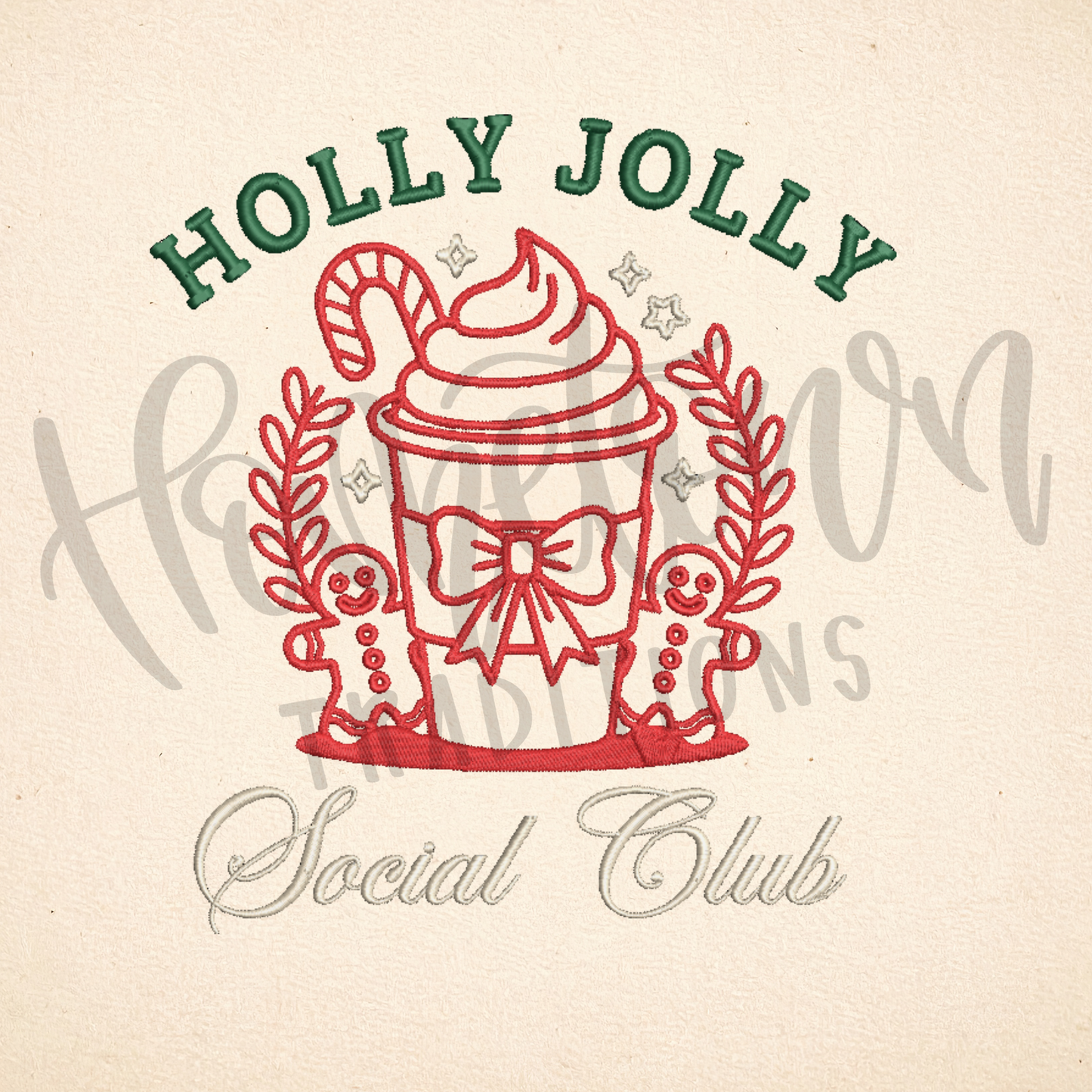 Holly Jolly Gingerbread Social Club Embroidery File