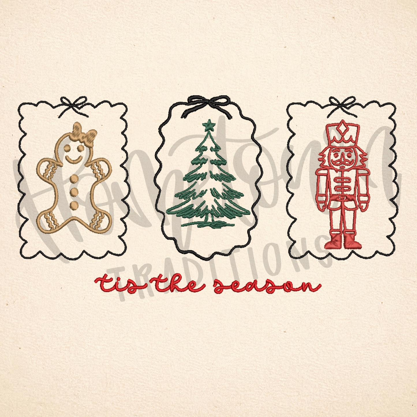 Tis the season Christmas Icon Embroidery Design