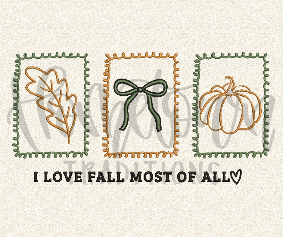 I Love Fall Embroidery Design