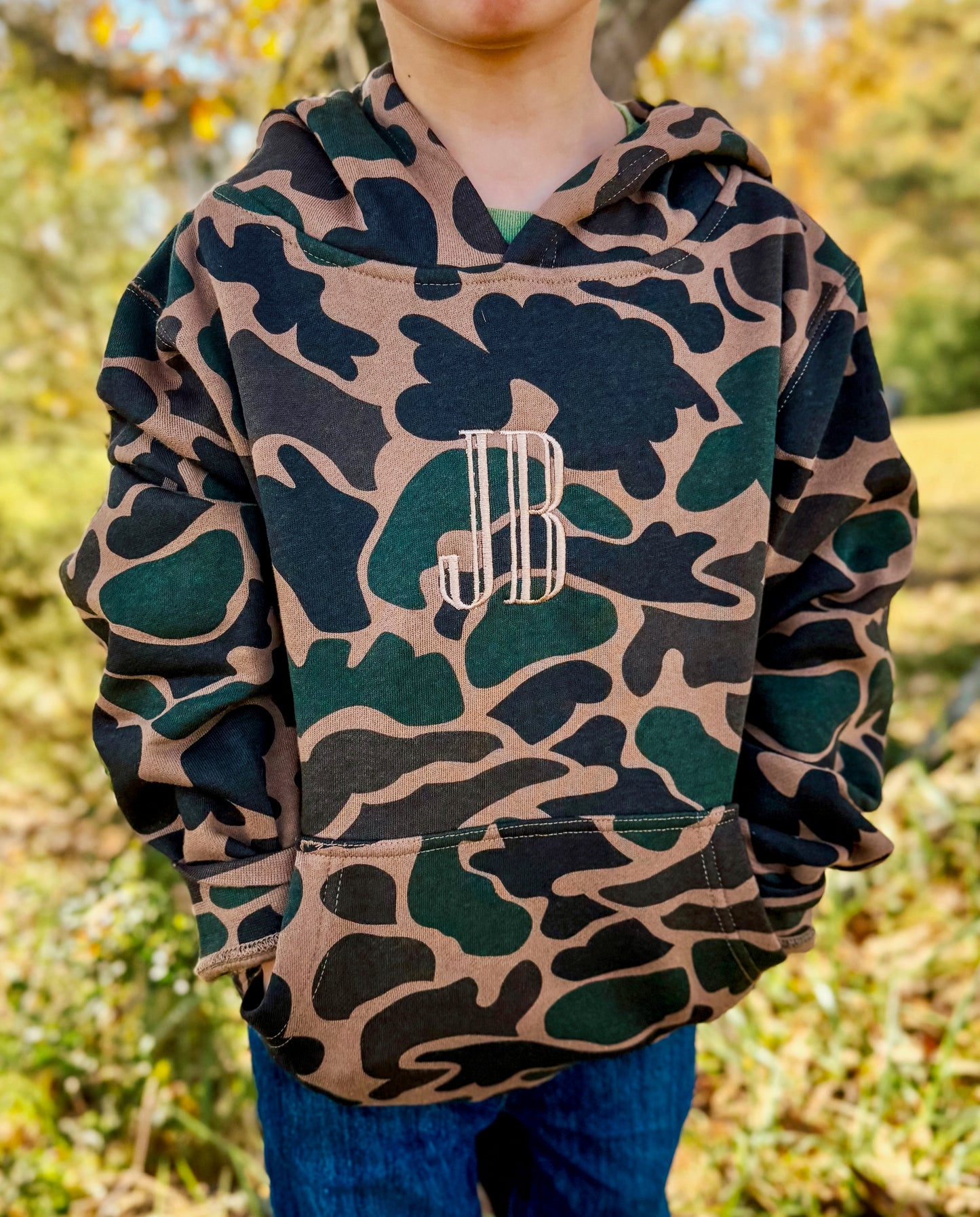 Embroidered Youth Camo Hoodie