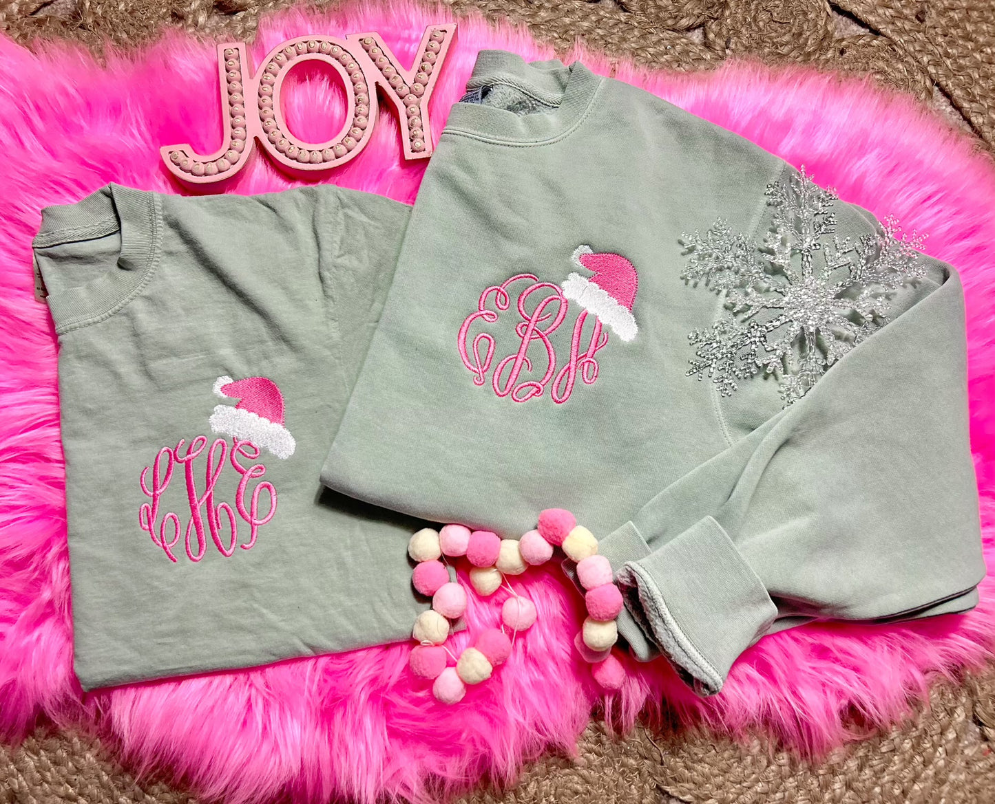 Santa Hat Monogram Tee/sweatshirt