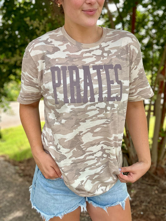 Natural Camo Puff Pirates Tee