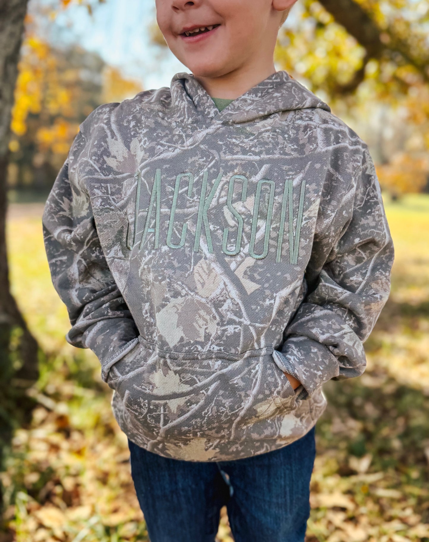 Embroidered Youth Camo Hoodie