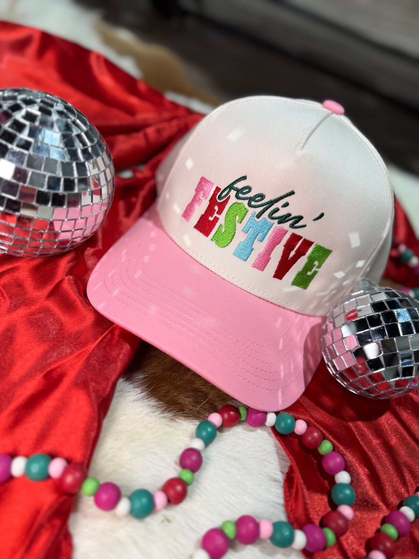 Feelin Festive Trucker Hat Embroidery Design