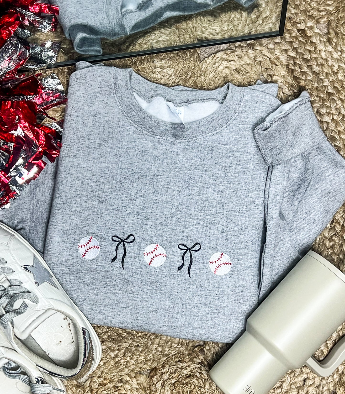Sports Bow Embroidered Sweatshirt / Tee
