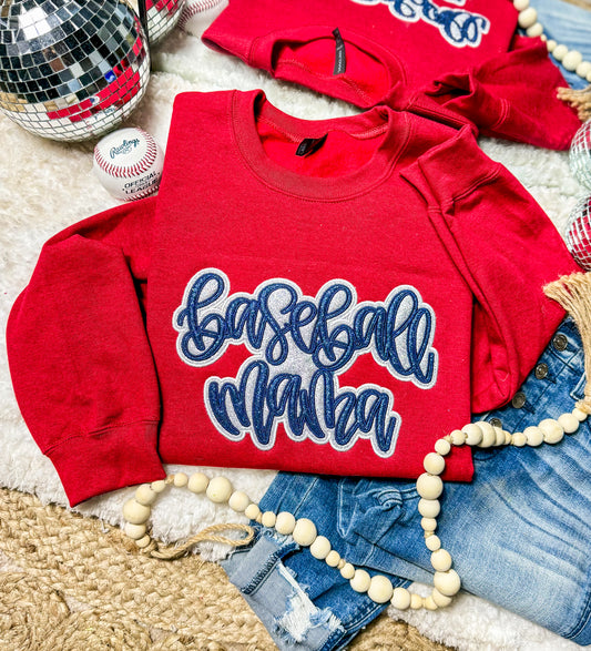 Baseball Double Glitter Embroidered Applique Sweatshirt / Tee (CUSTOMIZE)