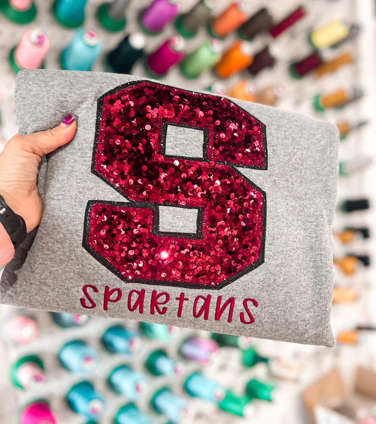 Customized Varsity Letter Sequin + Glitter Team Sweatshirt