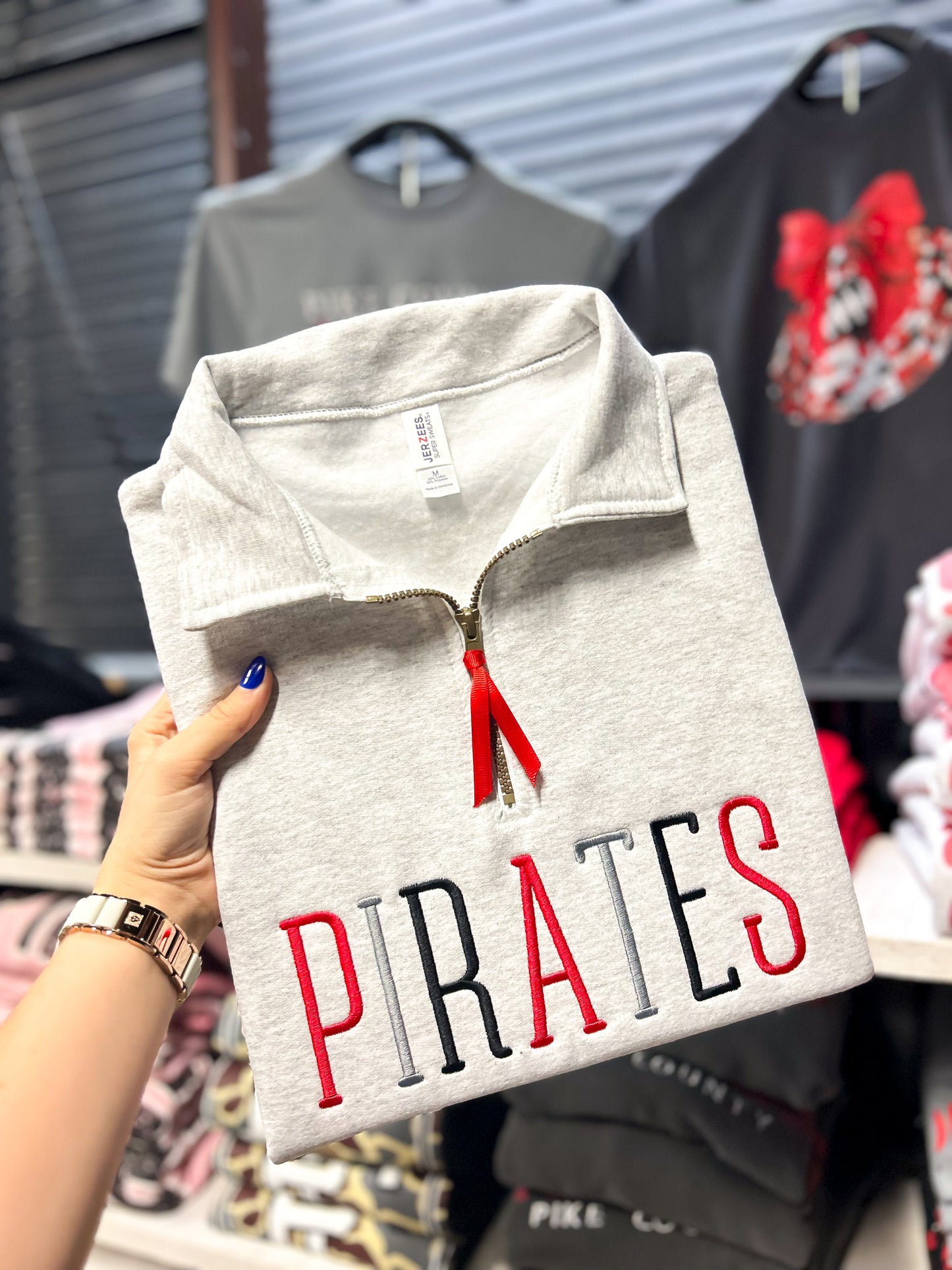 Multi Color Embroidered Quarter Zip