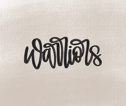 Warriors Hand Lettered Embroidery Design