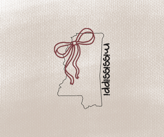 Mississippi State Bow Applique Embroidery Design