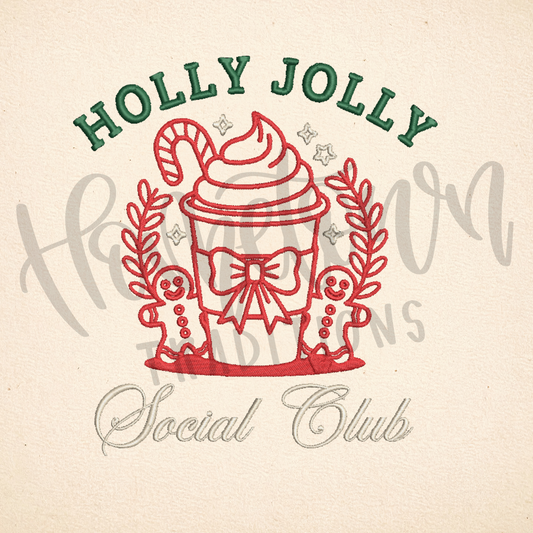Holly Jolly Gingerbread Social Club Embroidery File