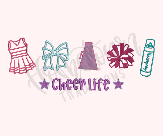 Cheer Life Icon Embroidery Design