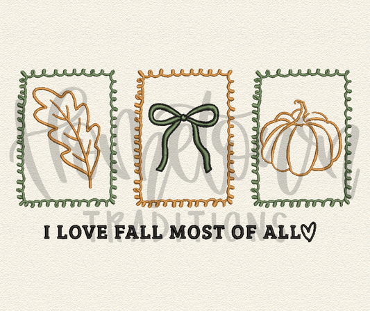 I Love Fall Embroidery Design